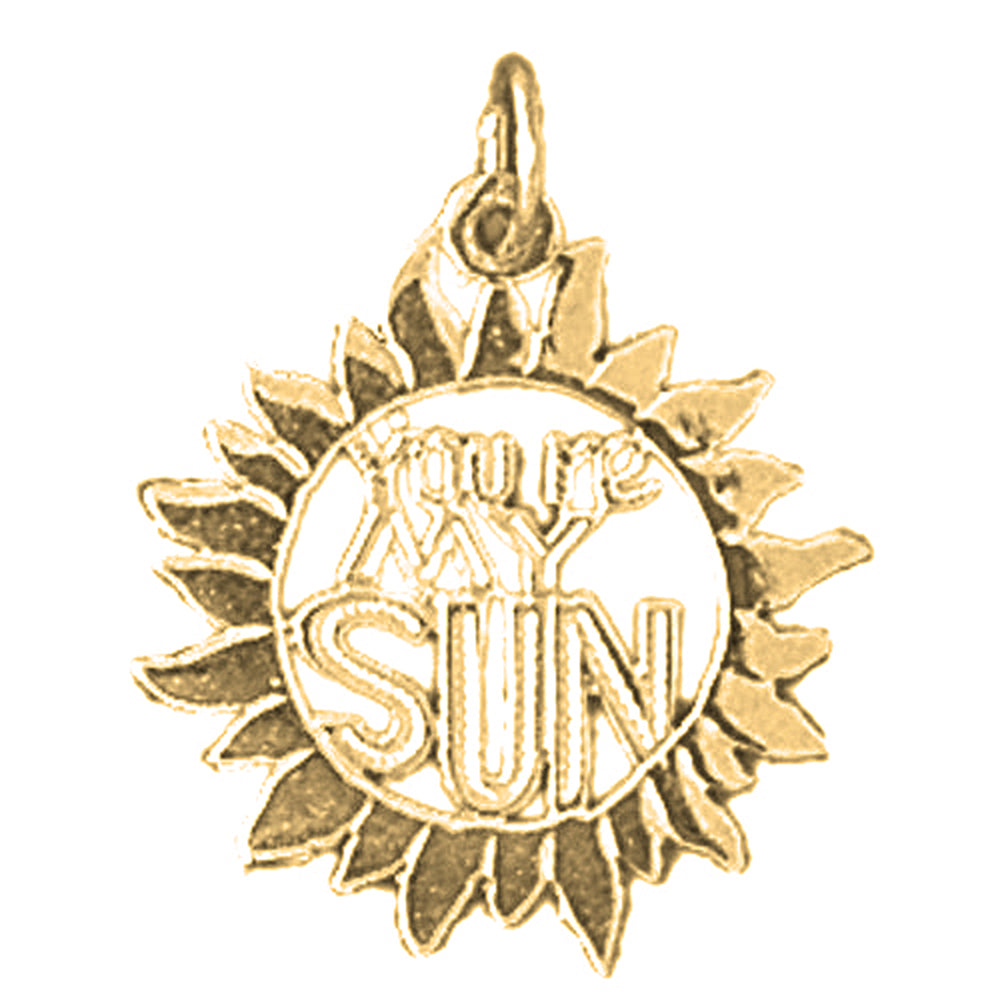 14K or 18K Gold You're My Sun Saying Pendant