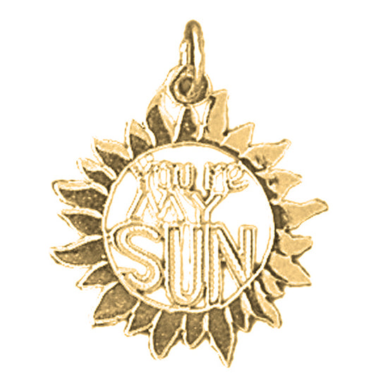14K or 18K Gold You're My Sun Saying Pendant