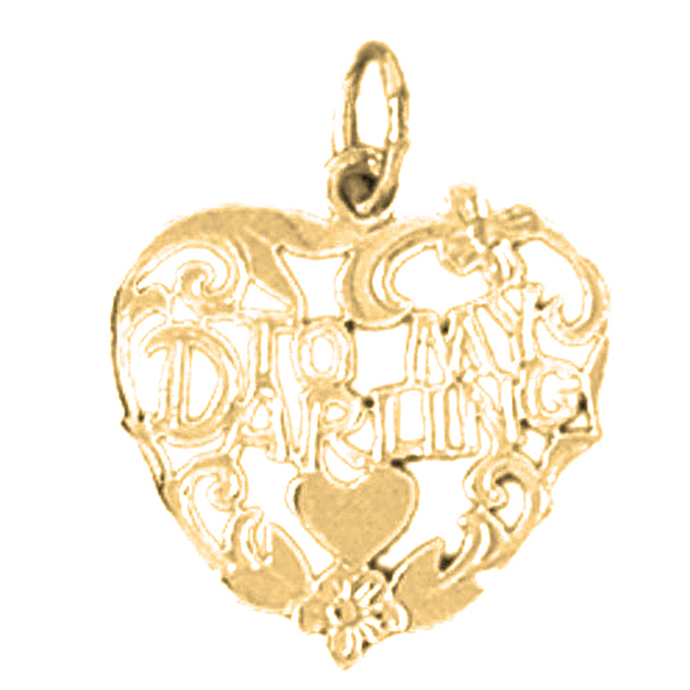 14K or 18K Gold To My Darling Saying Pendant
