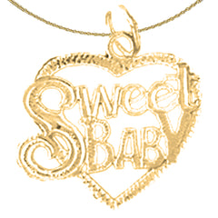 Colgante con texto en inglés "Dulce Baby" de oro de 14 quilates o 18 quilates