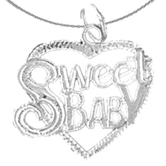 Colgante con texto en inglés "Dulce Baby" de oro de 14 quilates o 18 quilates