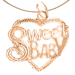 Colgante con texto en inglés "Dulce Baby" de oro de 14 quilates o 18 quilates