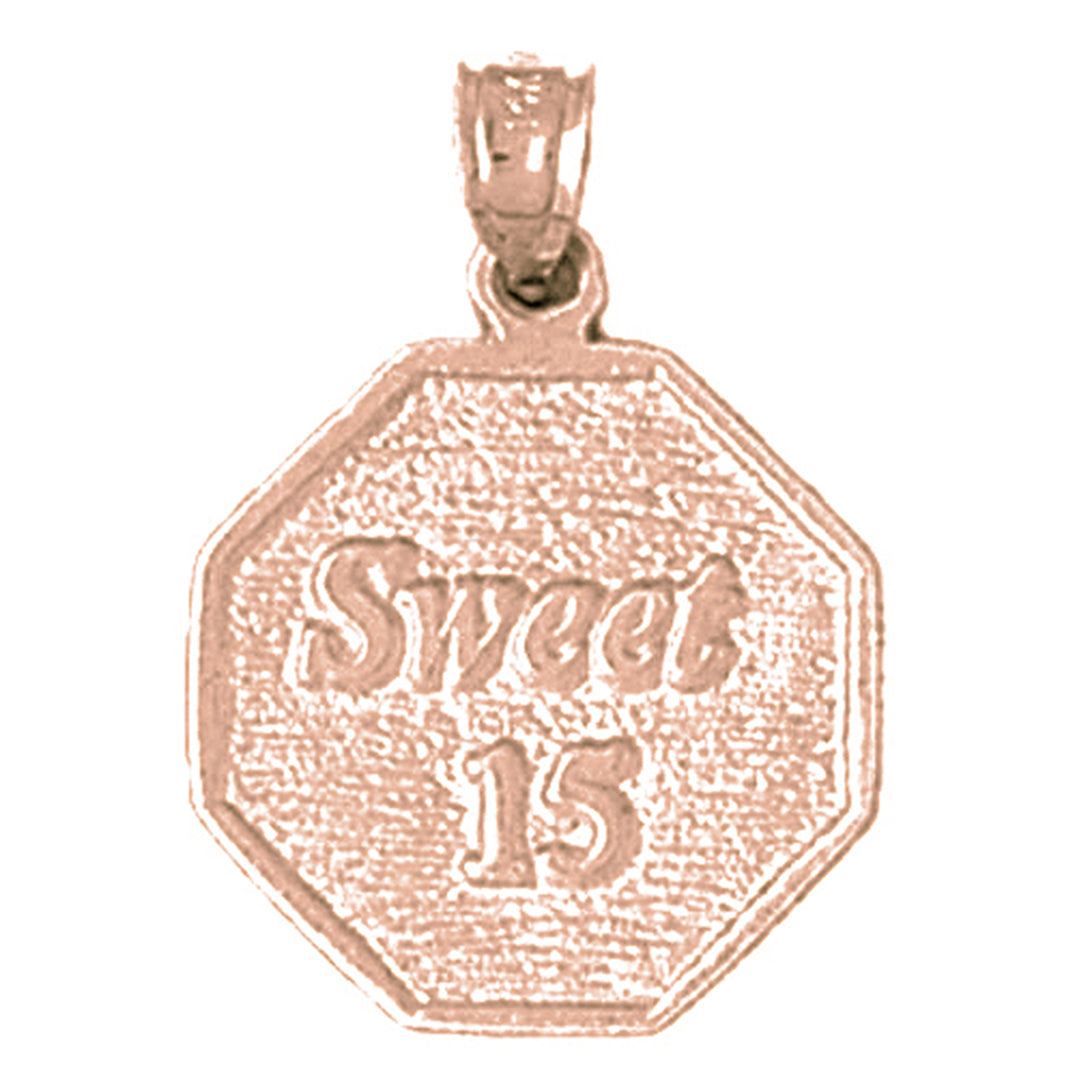 14K or 18K Gold Sweet 15 Pendant