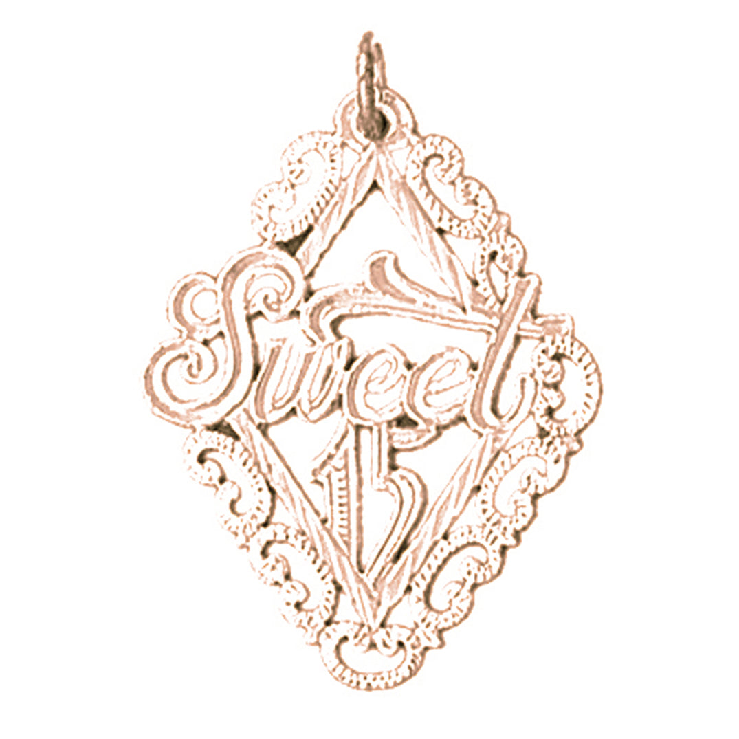 14K or 18K Gold Sweet 15 Pendant