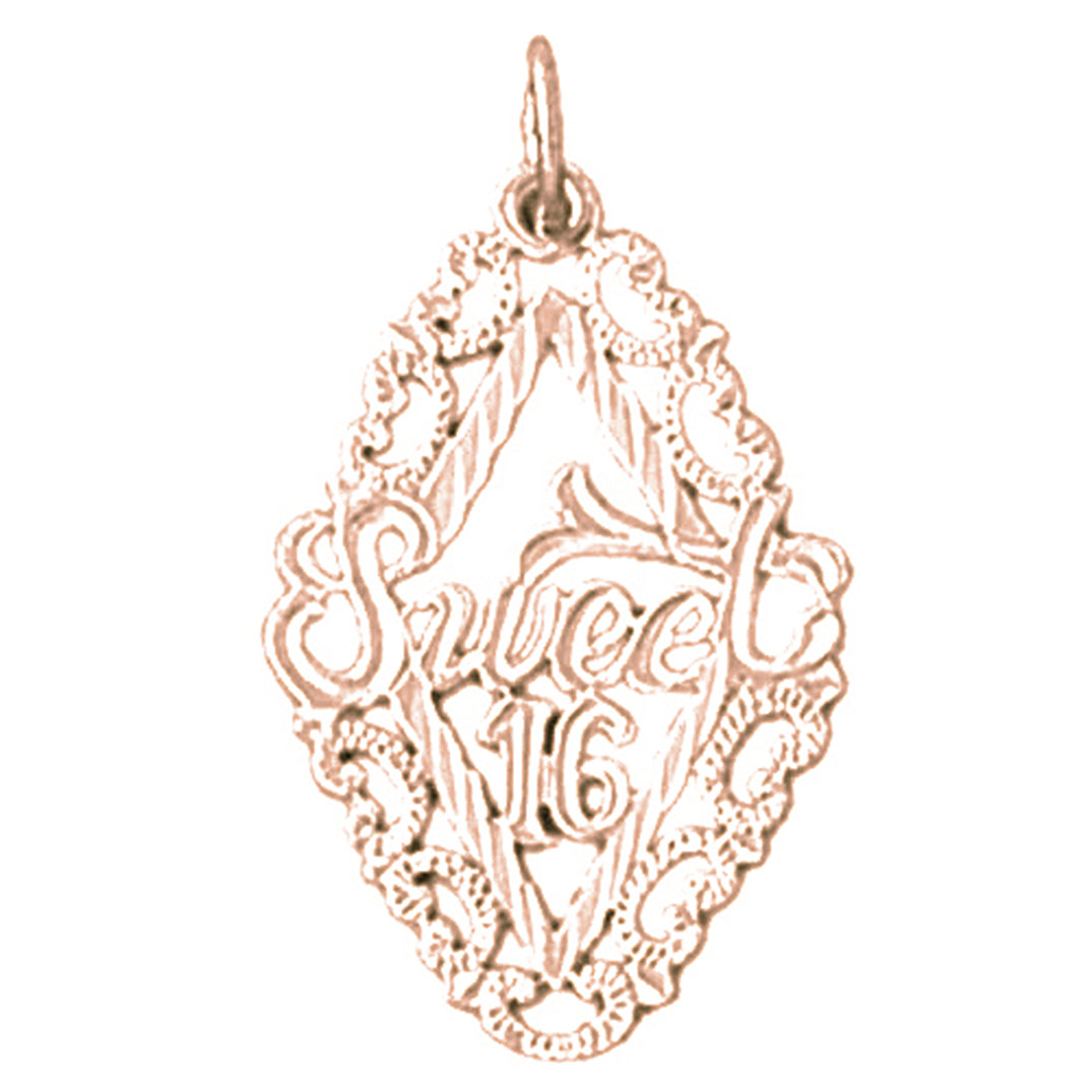 14K or 18K Gold Sweet 16 Pendant