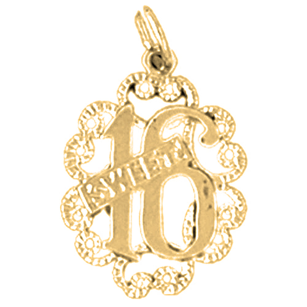 14K or 18K Gold Sweet 16 Pendant