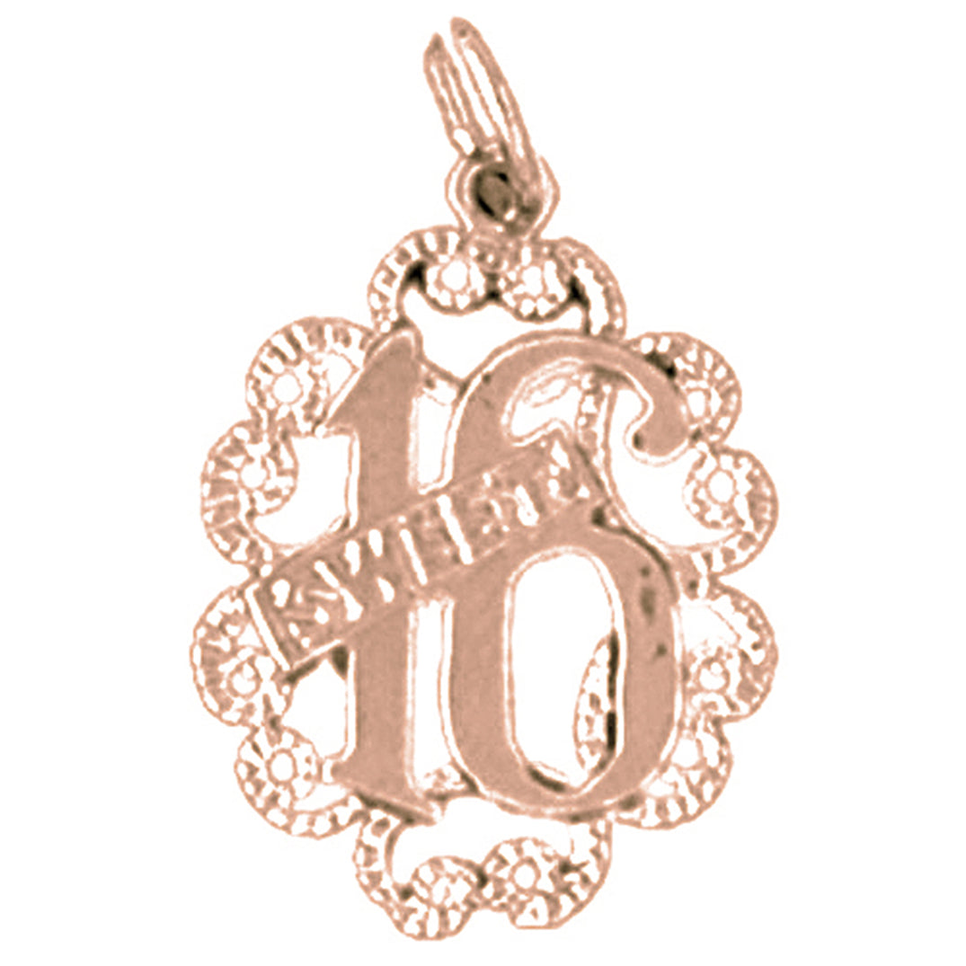 14K or 18K Gold Sweet 16 Pendant