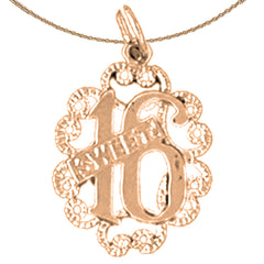 Colgante Dulce 16 de oro de 14 quilates o 18 quilates