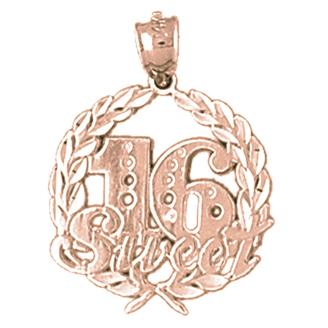 14K or 18K Gold Sweet 16 Pendant