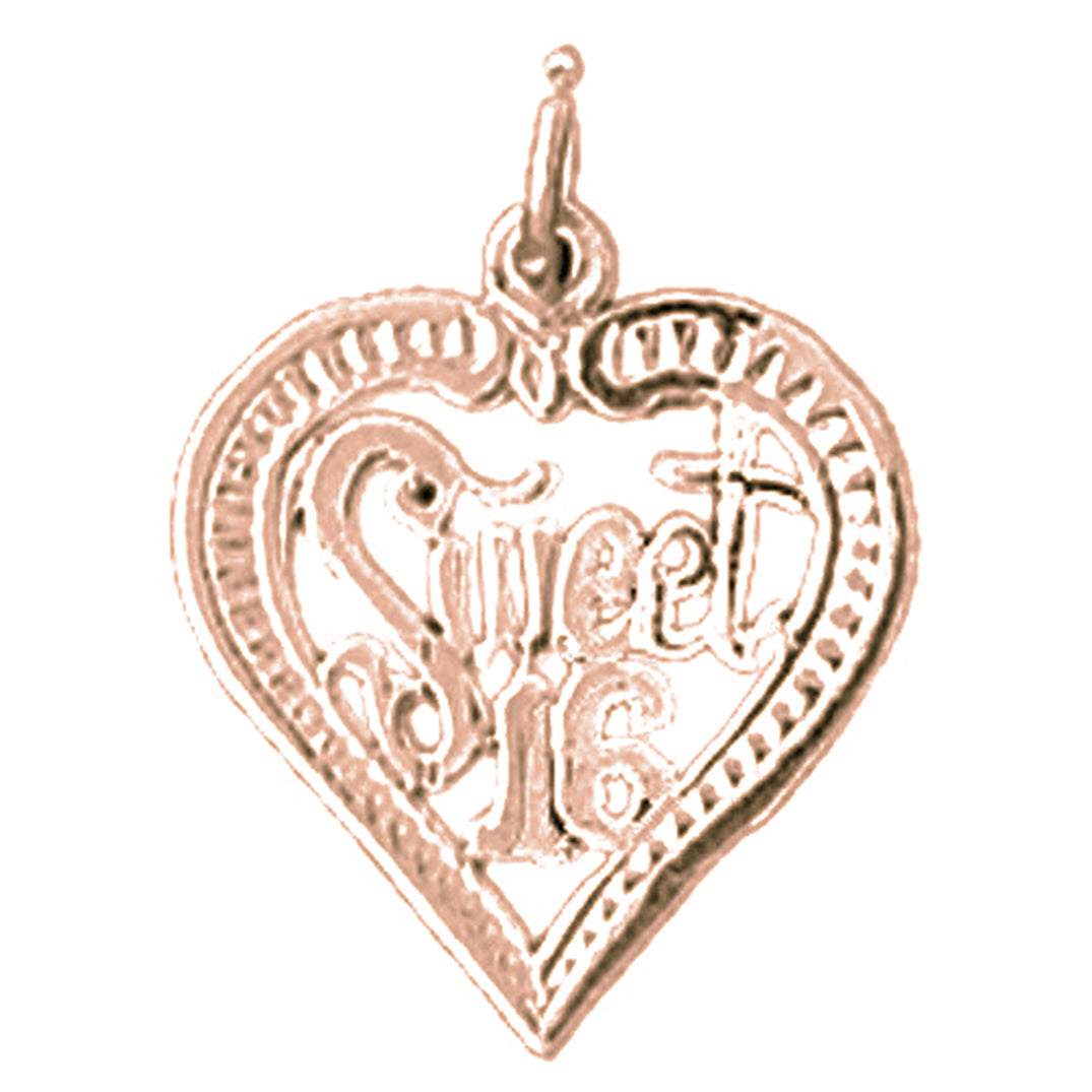 14K or 18K Gold Sweet 16 Pendant
