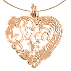 14K oder 18K Gold Sweet 16 Anhänger