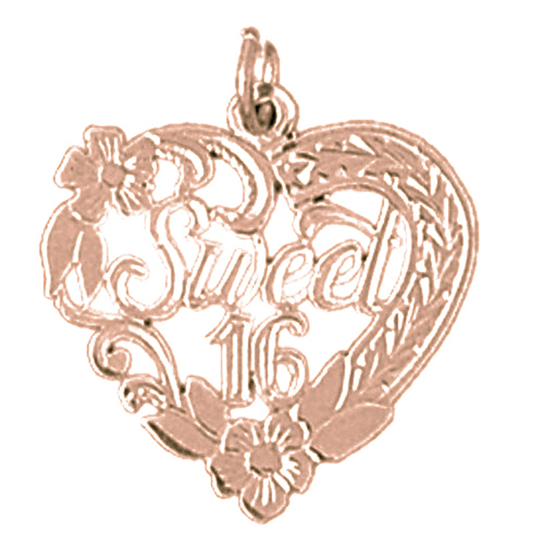 14K or 18K Gold Sweet 16 Pendant