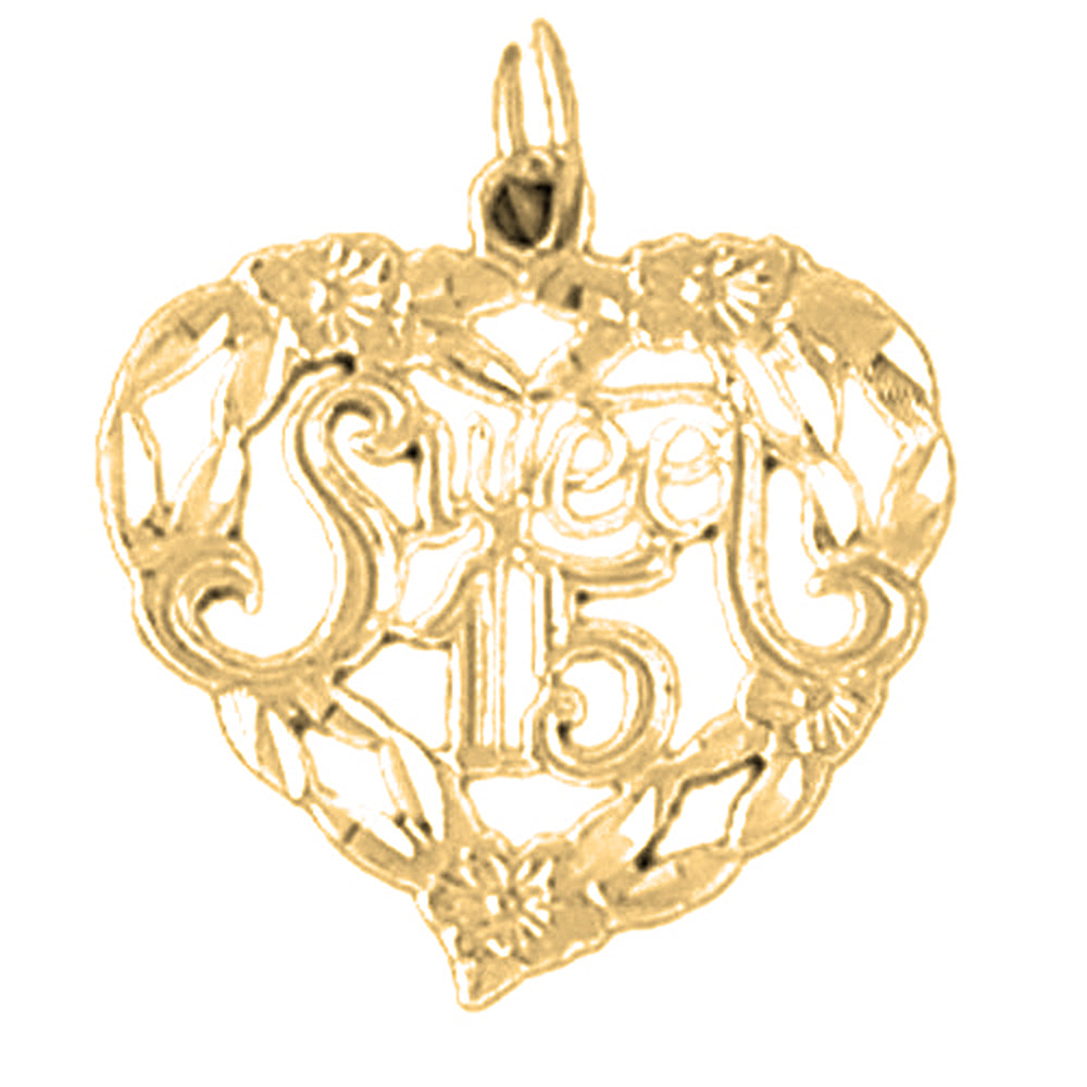 14K or 18K Gold Sweet 15 Pendant