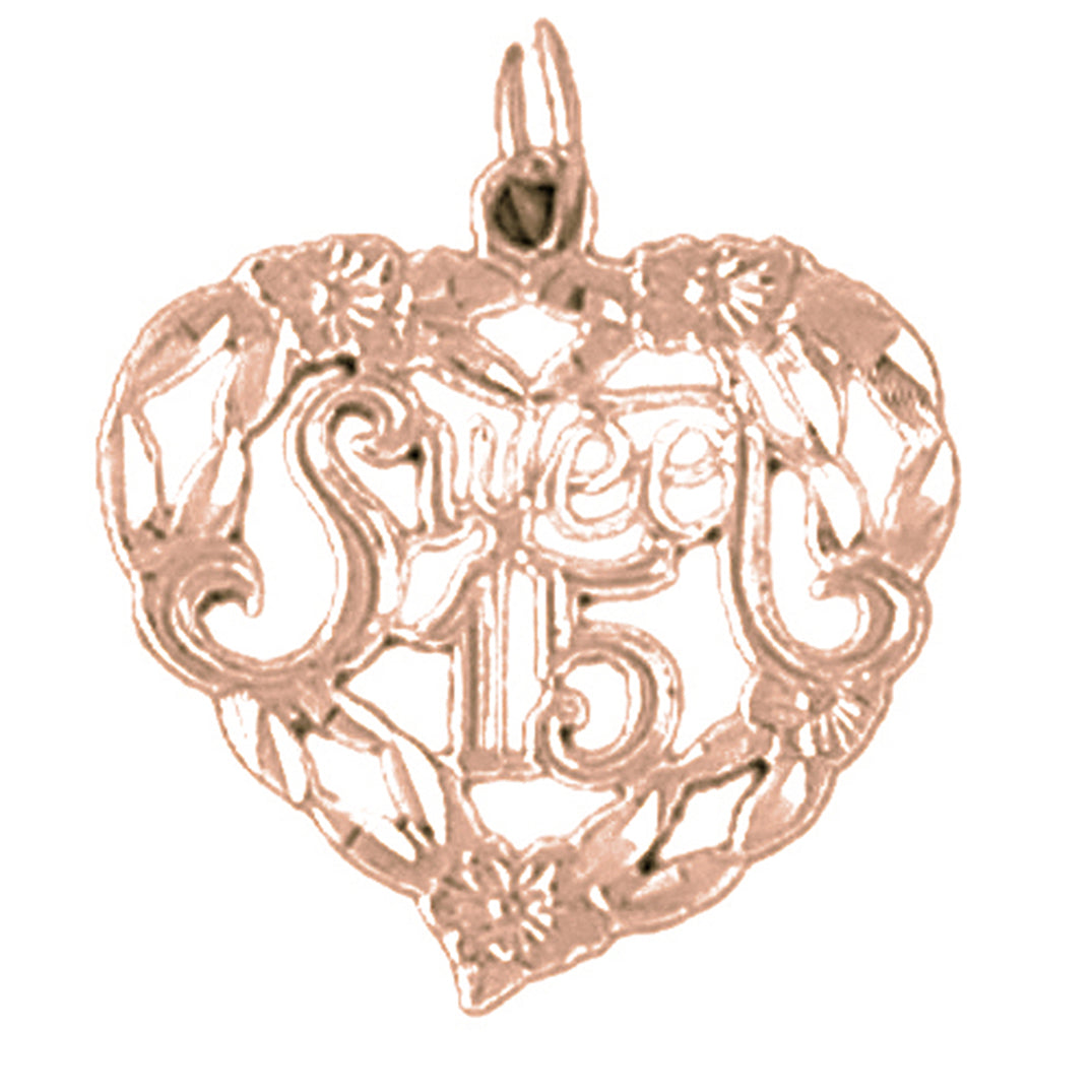 14K or 18K Gold Sweet 15 Pendant