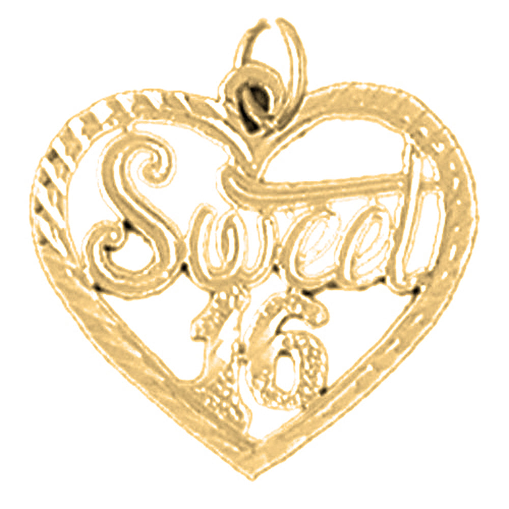 14K or 18K Gold Sweet 16 Pendant