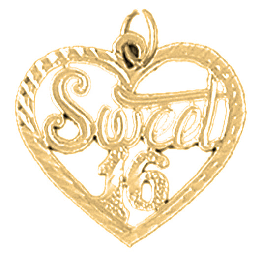 14K or 18K Gold Sweet 16 Pendant