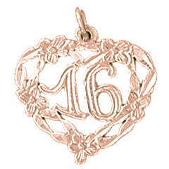 14K or 18K Gold Sweet 16 Pendant