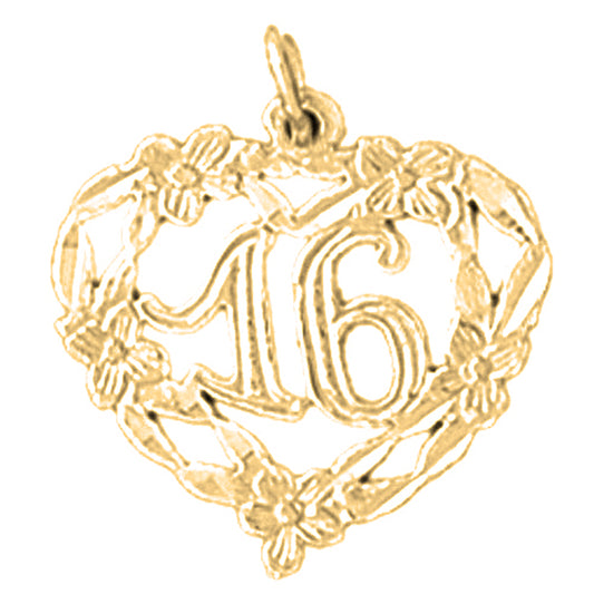 14K or 18K Gold Sweet 16 Pendant
