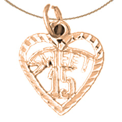 14K oder 18K Gold Sweet 15 Anhänger