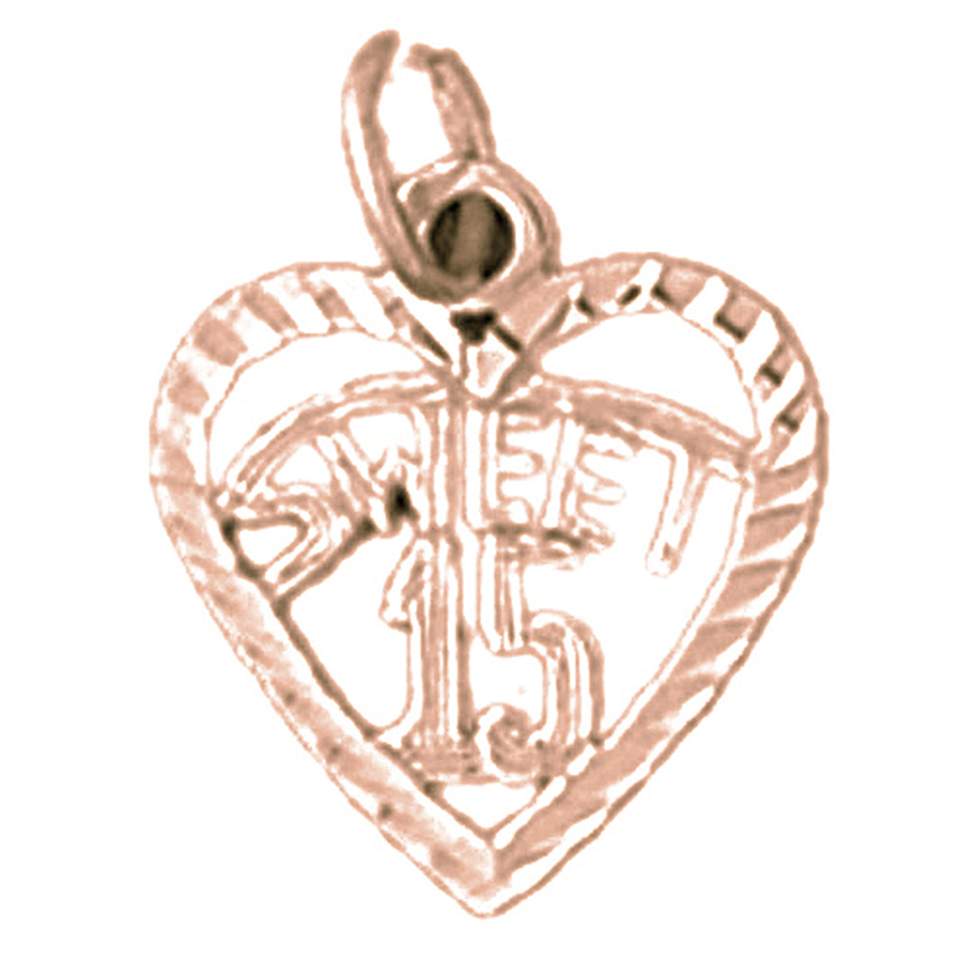14K or 18K Gold Sweet 15 Pendant