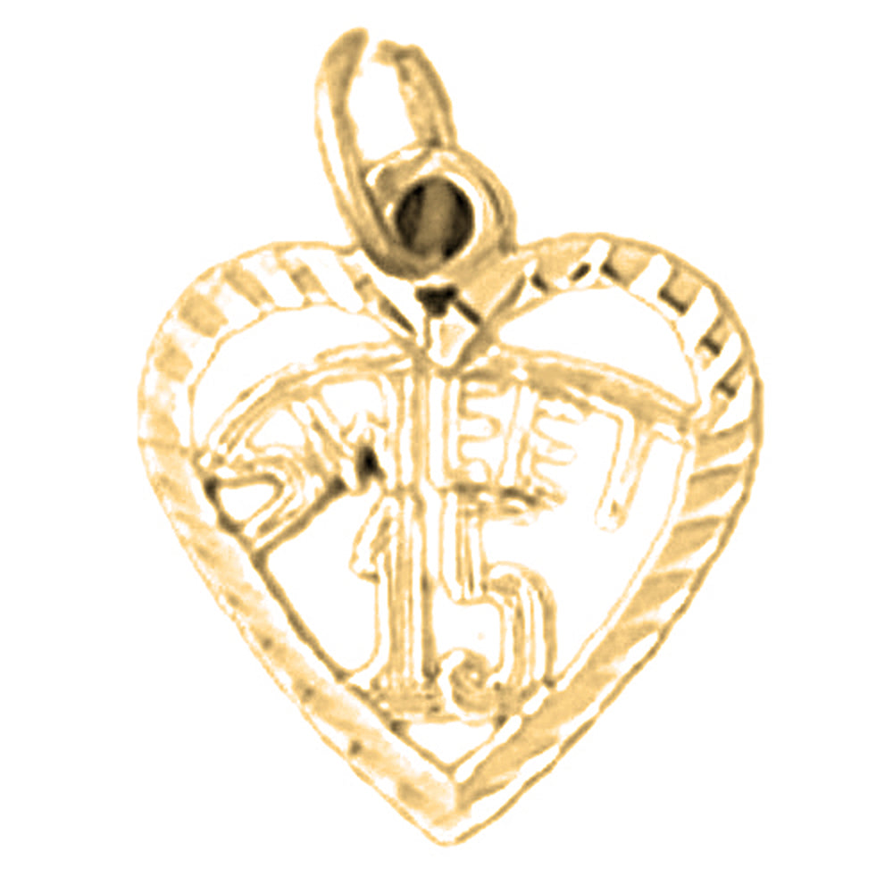 14K or 18K Gold Sweet 15 Pendant