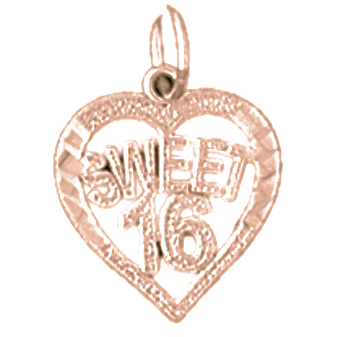 14K or 18K Gold Sweet 16 Pendant