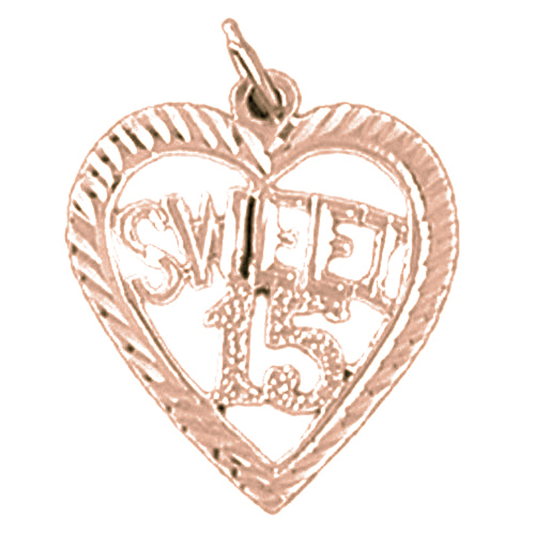 14K or 18K Gold Sweet 15 Pendant