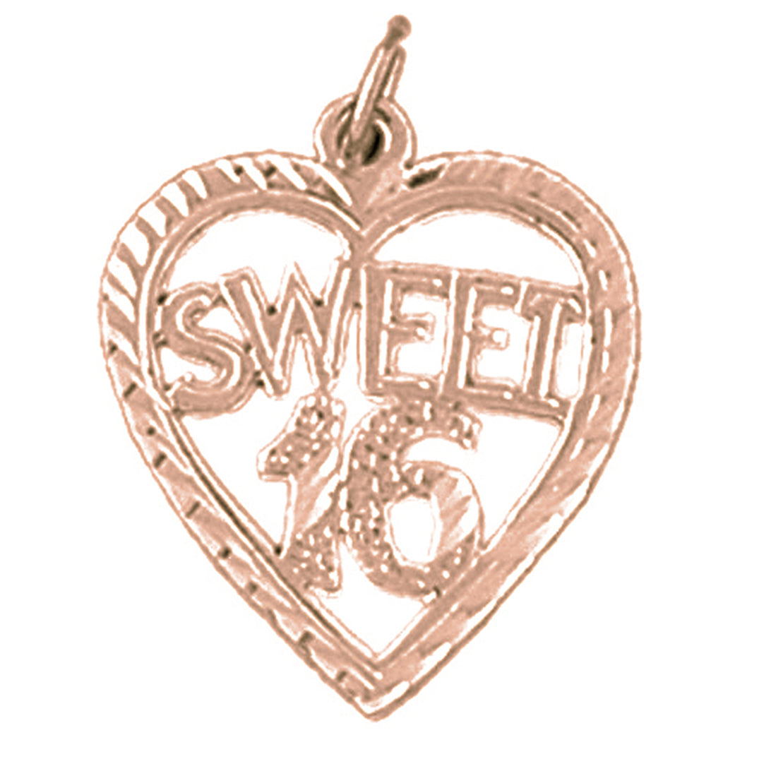 14K or 18K Gold Sweet 16 Pendant
