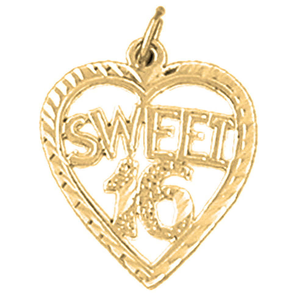 14K or 18K Gold Sweet 16 Pendant