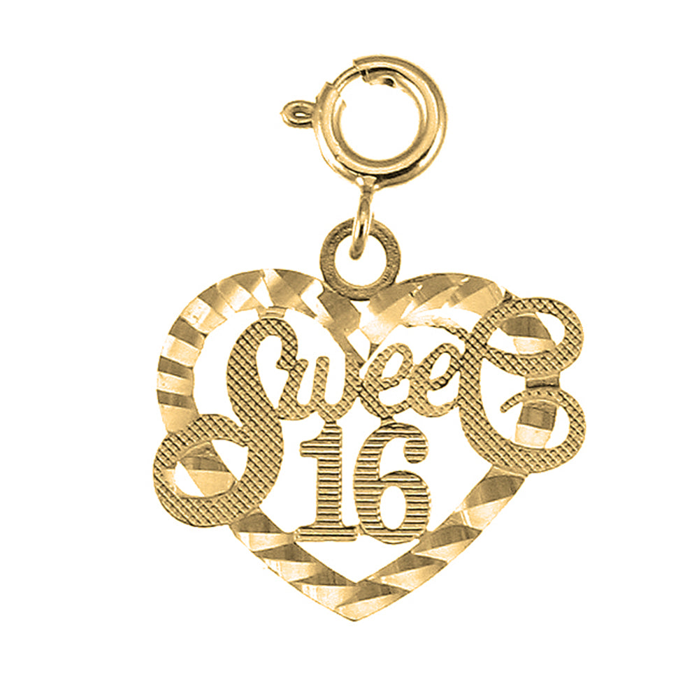 14K or 18K Gold Sweet 16 Pendant