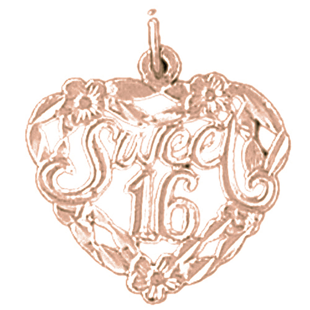 14K or 18K Gold Sweet 16 Pendant