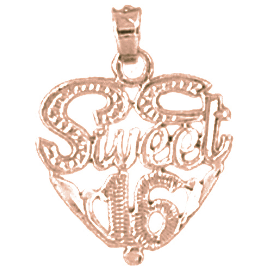 14K or 18K Gold Sweet 16 Pendant