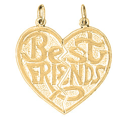 10K, 14K or 18K Gold Best Friends In Heart Pendant