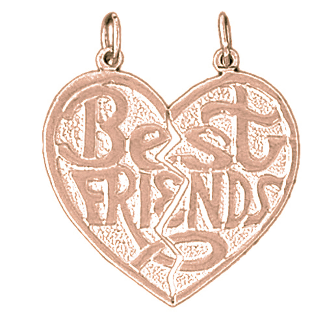 10K, 14K or 18K Gold Best Friends In Heart Pendant