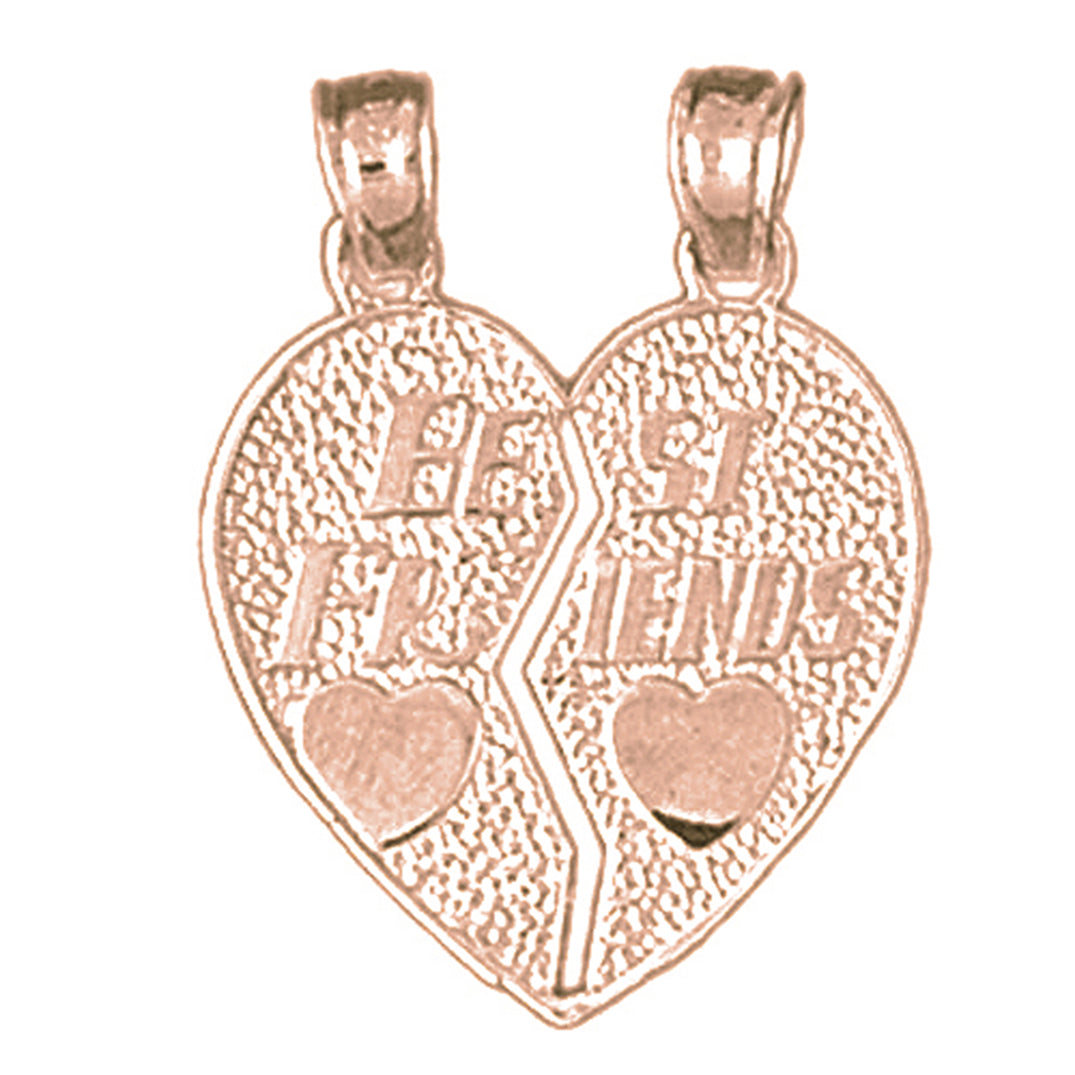 10K, 14K or 18K Gold Best Friends In Heart Pendant