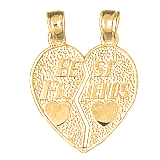10K, 14K or 18K Gold Best Friends In Heart Pendant