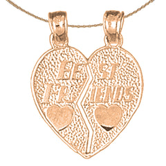 10K, 14K or 18K Gold Best Friends In Heart Pendant