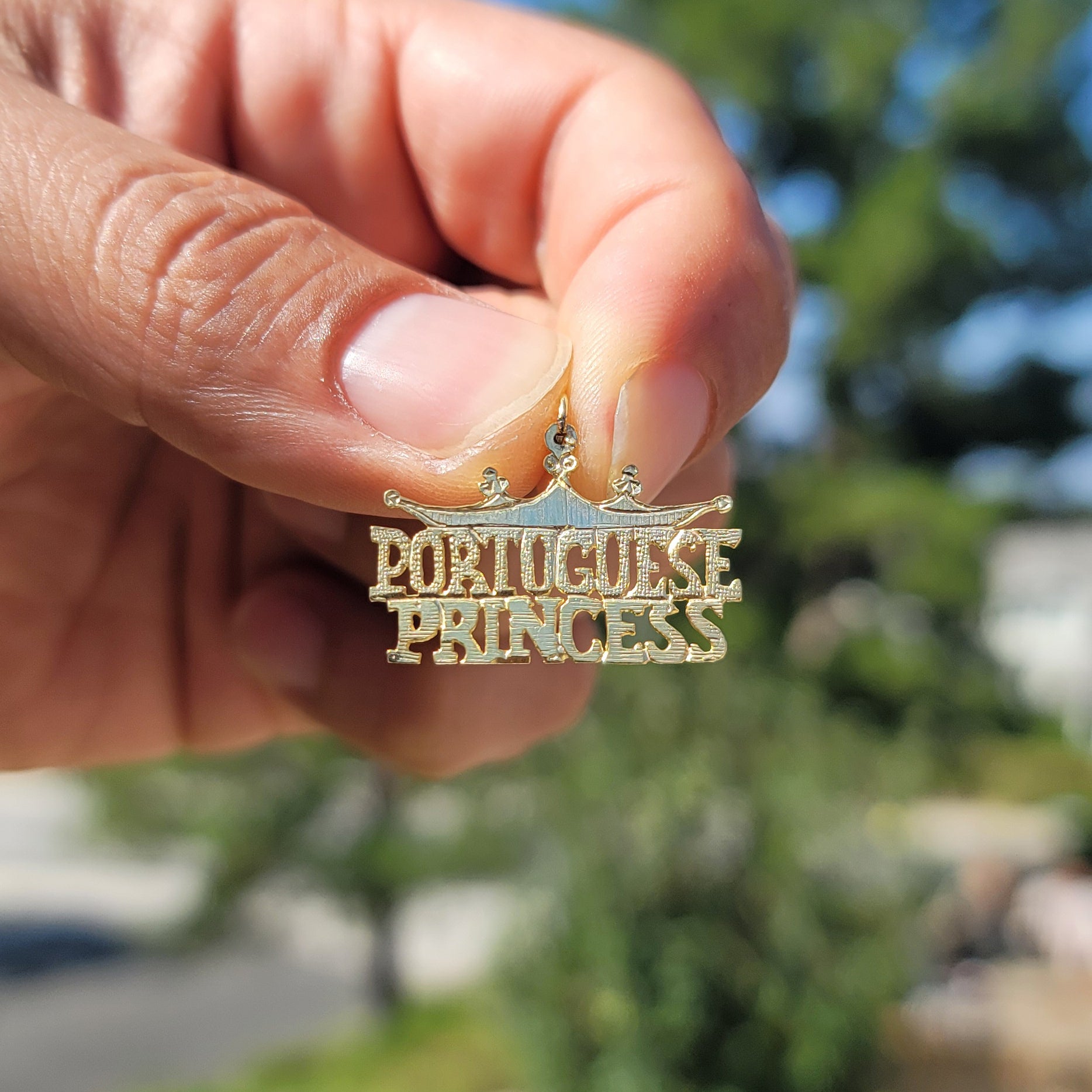 14K or 18K Gold Portuguese Princess Pendant