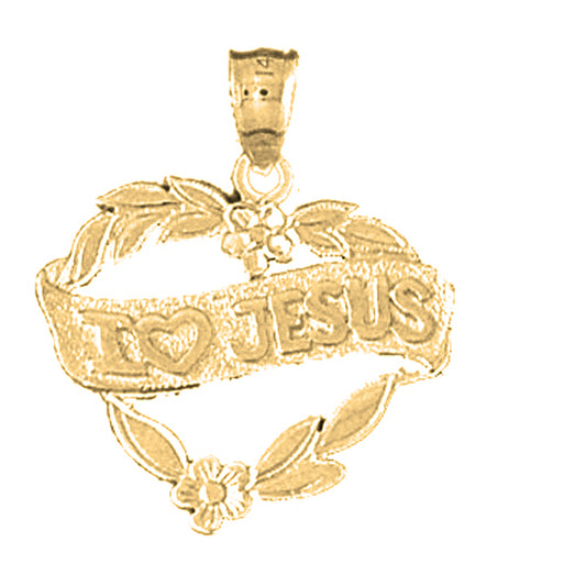10K, 14K or 18K Gold I Love Jesus Saying Pendant