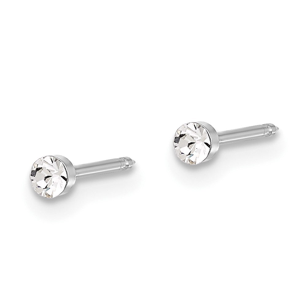 Inverness 14K White Gold Polished 2.4mm Swarovski Crystal Post Earrings