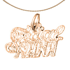 Colgante especial con texto en inglés "Nana" de oro de 14 quilates o 18 quilates