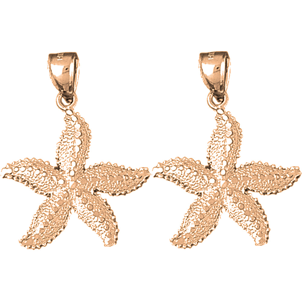 14K or 18K Gold 32mm Starfish Earrings