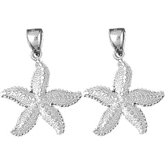 Sterling Silver 32mm Starfish Earrings