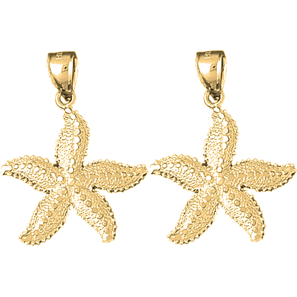 Yellow Gold-plated Silver 32mm Starfish Earrings