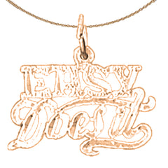 14K or 18K Gold Easy Does It Saying Pendant