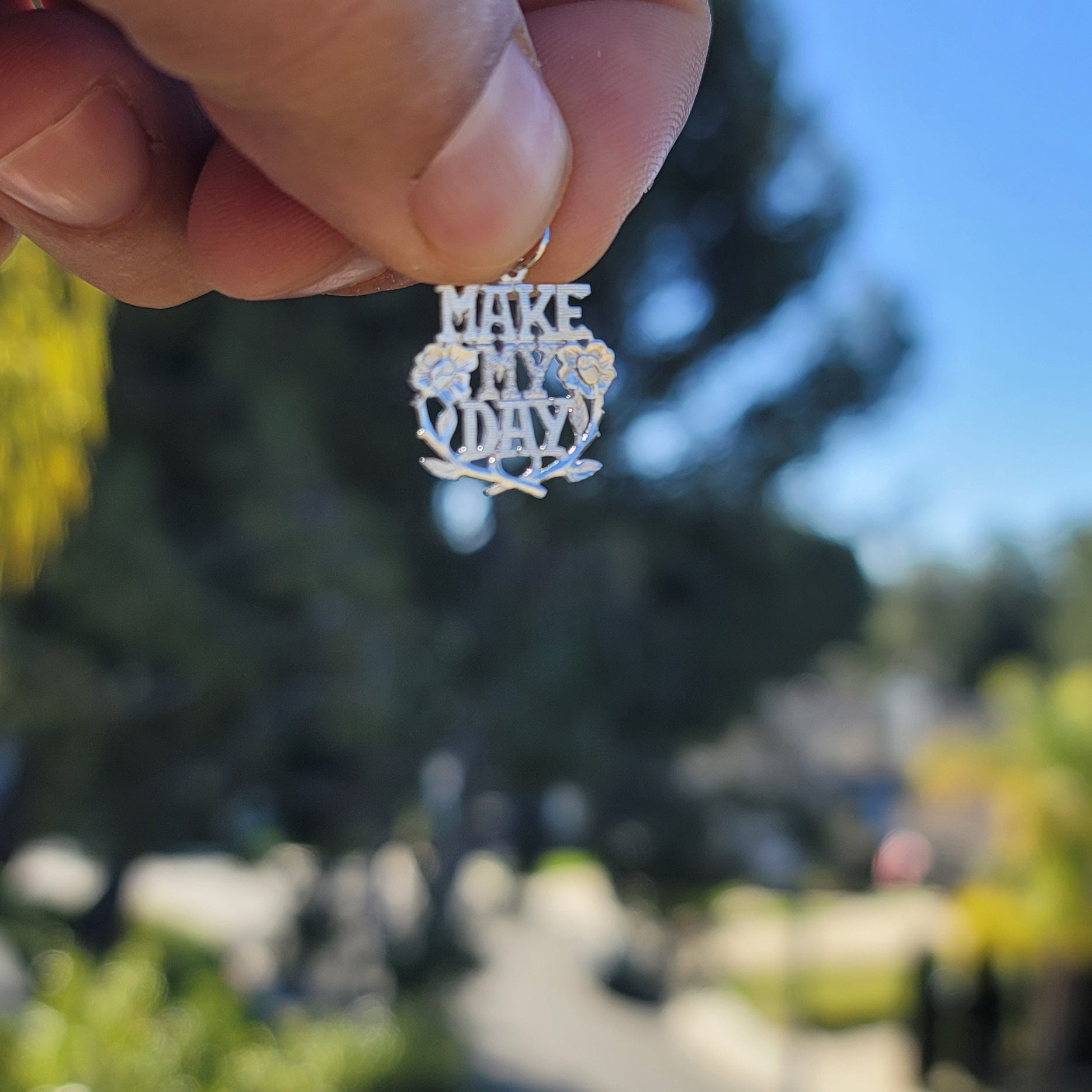 14K or 18K Gold Make My Day Saying Pendant