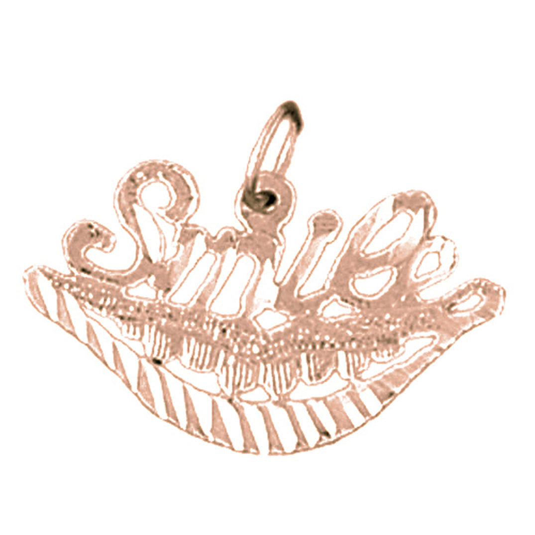14K or 18K Gold Smile Saying Pendant