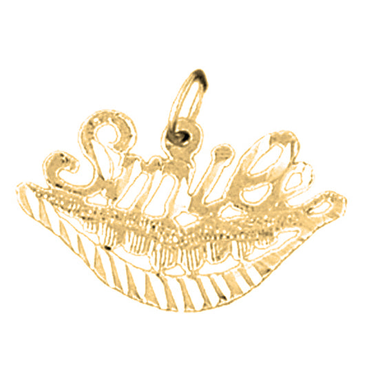 14K or 18K Gold Smile Saying Pendant