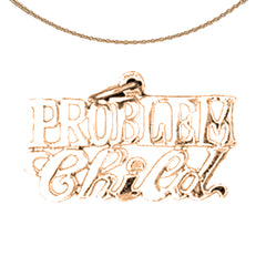 Anhänger mit Spruch „Problemkind“ aus 14 Karat oder 18 Karat Gold