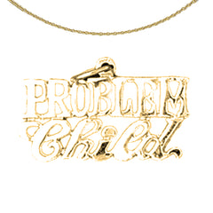 Anhänger mit Spruch „Problemkind“ aus 14 Karat oder 18 Karat Gold
